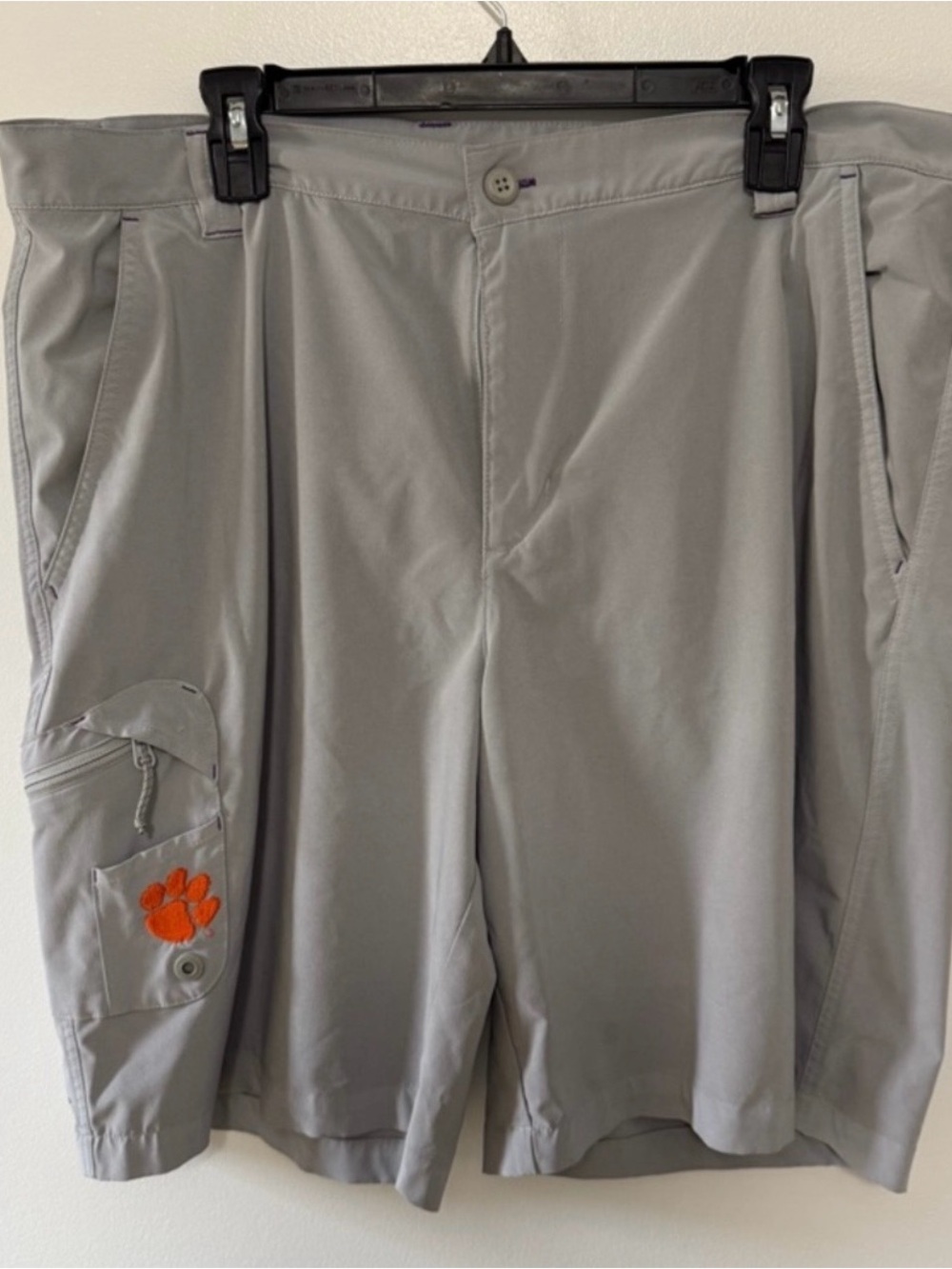 Columbia Gray Men's Athletic Shorts with Orange Paw Accent